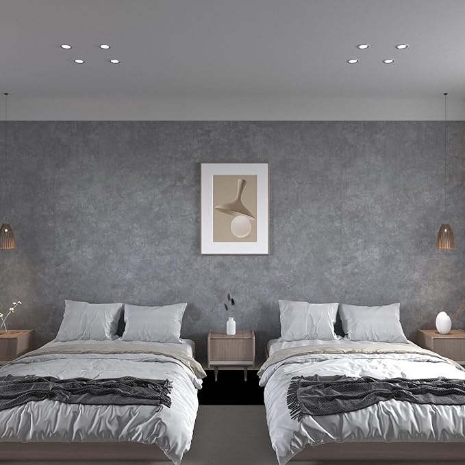 JSEVEM 31"×591" Air Guide Design Extra Wide Thick Light Grey Concrete Wallpaper Peel and Stick Waterproof Light Gray Concrete Contact Paper Vinyl Cement Stickers for Bedroom Bathroom Office Room Walls