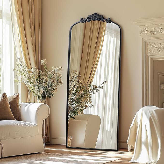 AIXI HOME Antique Black Arch Full Wall Mirror, 71"x30" Elegant Rectangle Vintage Mirror with Ornate Frame, Baroque Inspired Home Decor for Bathroom Vanity Bedroom Entryway