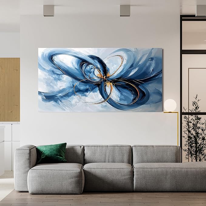 Canvas Wall Art Decor Modern Wall Art For Living Room Blue Abstract Wall Art Abstract Art Wall Decor Modern Artwork for Walls Canvas Prints Art Work For Home Kitchen Office Wall Decor 20" X 40"