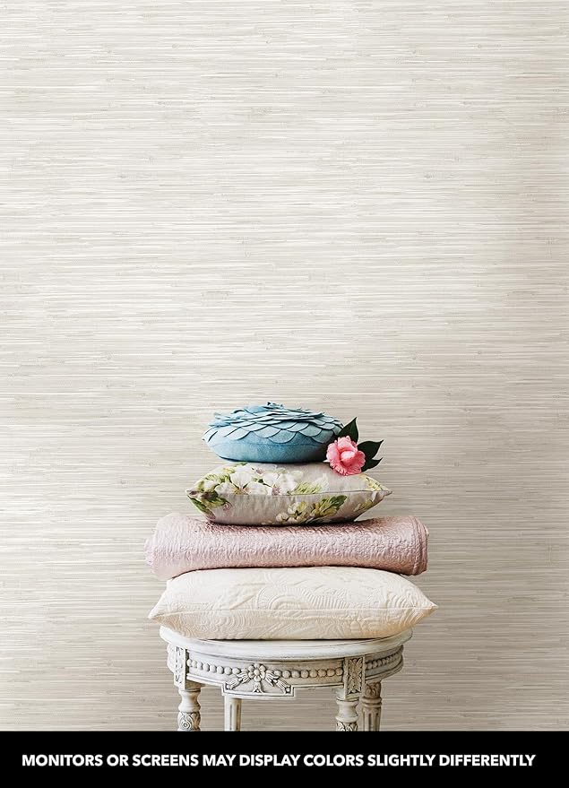 NuWallpaper Cream Vinyl Grassweave Peel & Stick Wallpaper, NUS2875