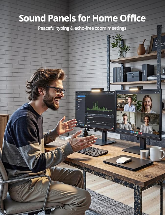 Acoustic Wall Panels, Brick Pattern Peel and Stick Sound Absorbing Panel for Ceiling, Door, Pared, 18 Pack 12"x12"x0.4", White Decorative Self Adhesive Wall Tiles for Recording Studio, Room