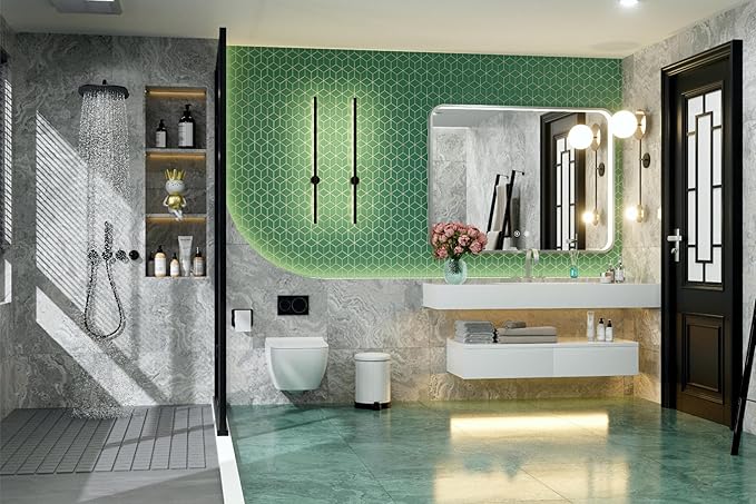 40x30 Inch Silver LED Mirror for Bathroom with Lights, Adjustable 3000K/4500K/6000K, Lighted Bathroom Vanity Mirrors for Wall, Anti-Fog, Dimmable, Memory Funtion, Horizontal/Vertical