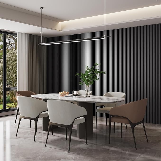 8-Pack WPC Slat Wall Panels, 96 x 6.6 in Decorative Acoustic Slats 3D Wall Panels, Water-Proof and Easy Installation, Black