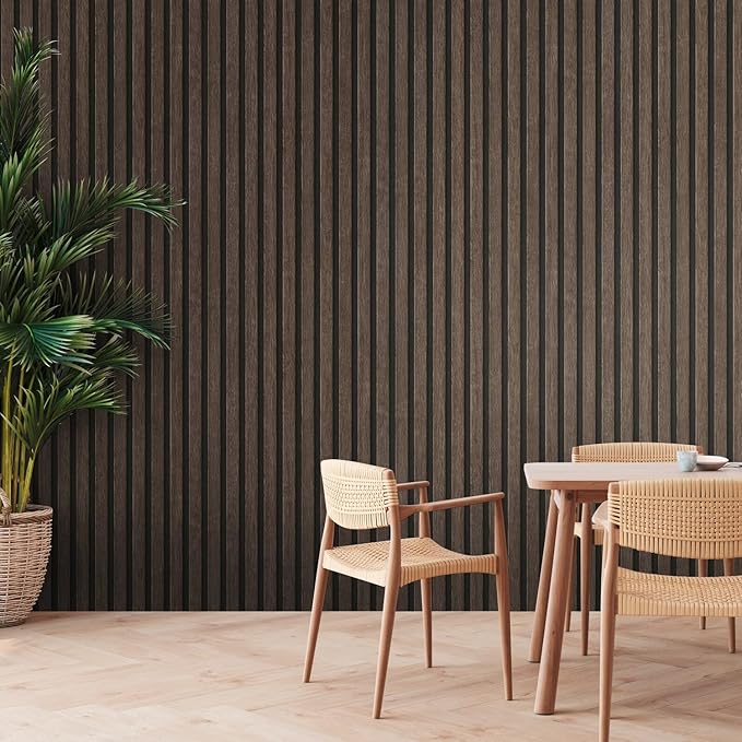 A.S. Création Wallpaper Wood Panels - Black, Brown - Striped Wood Wallpaper 395.99in x 20.87in Made in Germany - 391093