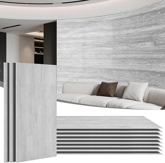 Natural Flexible Soft Stone Wall Panel, 20-Pack, 37.75 Sq Ft Coverage, Flexible & Bendable Exterior Wall Panels - Textured Stone Siding for Interior & Outdoor Use - Gray