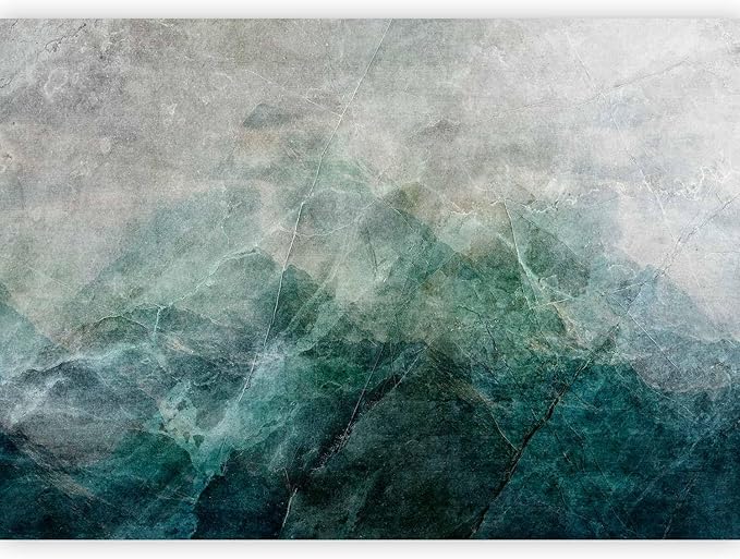 artgeist Premium Wall Mural Abstract 157x110 in - Non-Woven Wallpaper Fleece Wall Decor Photo Print Picture Image Design Marble Stone Look Blue Green a-A-10191-a-a