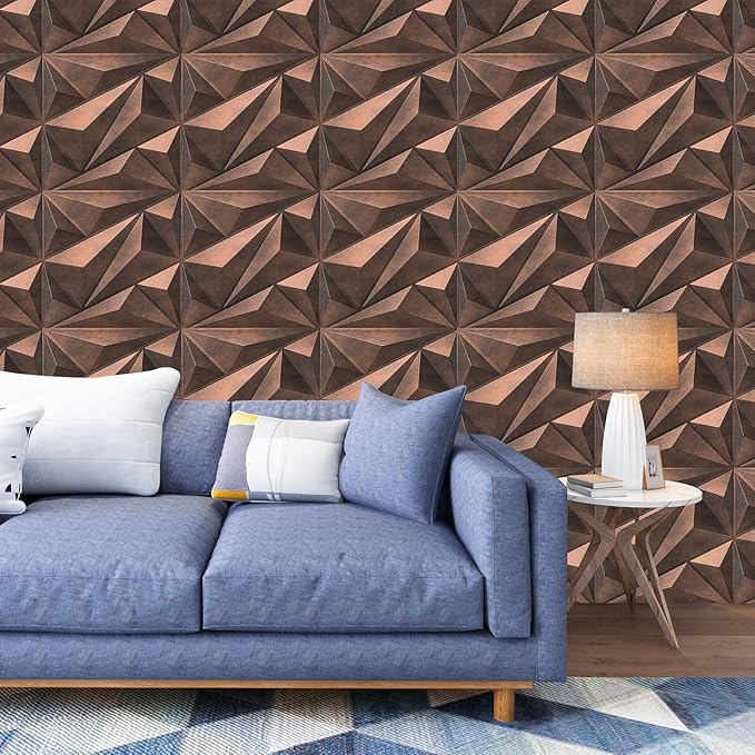 Art3dwallpanels PVC 3D Wall Panel Diamond for Interior Wall Décor, Wall Decor PVC Panel, 3D Textured Wall Panels, Pack of 12 Tiles, Antique Copper