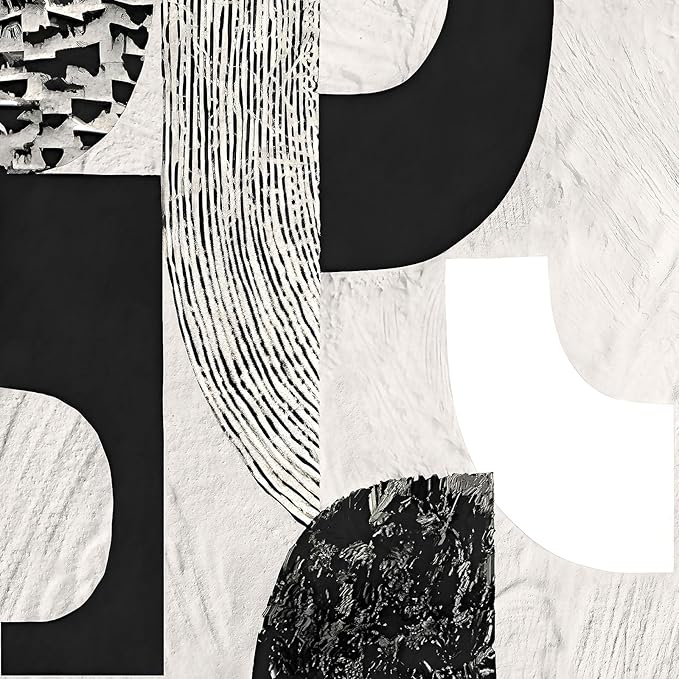 Large Framed Black and White Abstract Wall Art for Living Room, 3 Piece Modern Canvas Prints Paintings Artwork for Walls, Minimalist Geometric Pictures for Entryway Hallway Office Wall Decor 24x36 In