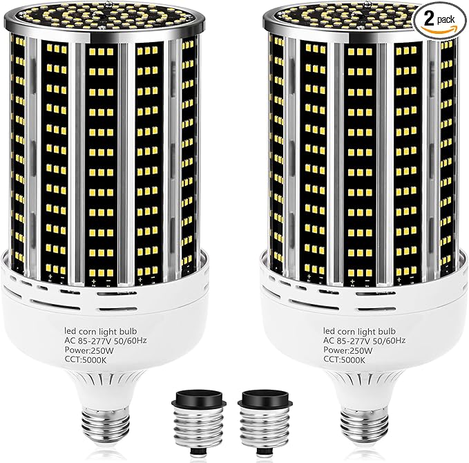 250W 2 pack LED Corn Light Bulb,(2500W Equivalent )Commercial Grade 36500LM DayLight 5000K E26/E39 Medium Mogul Base LED Lamp,Large Area Lights For Outdoor Indoor Garage Warehouse Factory Bay Light