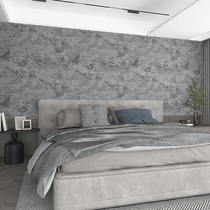 BAYYA Wall Paper Peel and Stick Modern Blue Concrete Textured Wallpaper Extra Wide Industrial 48"x118" Rust Wall Sticker Vinyl Wrap Cement Wallpaper for Bedroom Bathroom Living Room Walls