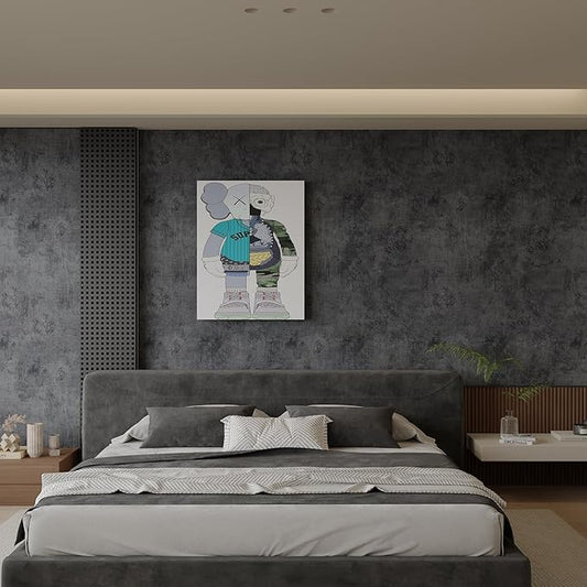 JSEVEM 48"×354" Extra Wide Thick Dark Blue Grey Concrete Wallpaper Peel and Stick Industrial Blue Gray Concrete Contact Paper Vinyl Waterproof Adhesive Cement Sticker for Bedroom Office Room Gym Walls