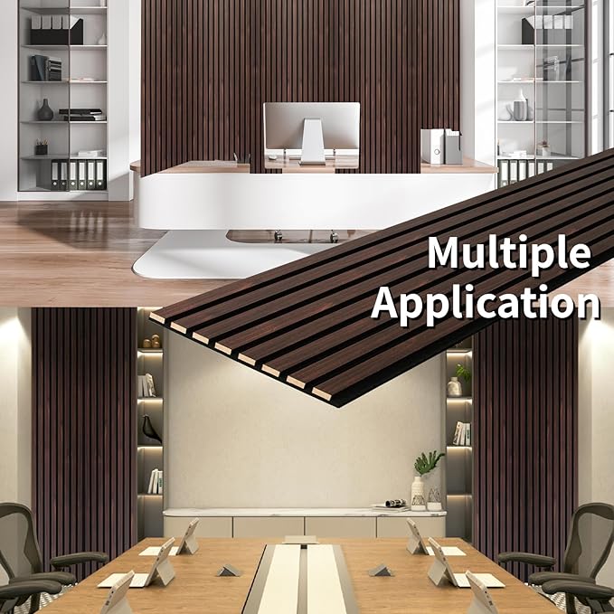Art3dwallpanels Wood Slat Wall Panel, 108'' x 13'' Wood Panels for Wall 2 Pack 3D Soundproof Wall Panels, Large Acoustic Panels for Interior Ceiling and Wall Decor Noise Reduction,Walnut