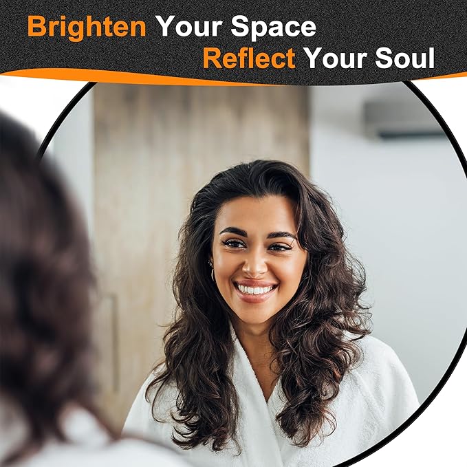 Black Frame Mirror, Bathroom Mirrors for Wall,26'' Round Circle Mirror for Entryway Bedroom Vanity(26'',Black)