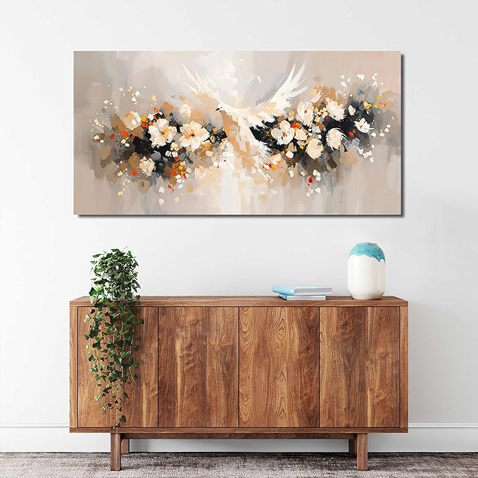 Canvas Wall Art Decor Wall Art Pictures for Living Room Colorful Flowers Wall Art Prints Artwork for Walls Dove of Peace Wall Art Decorations Art Work for Wall Decor Bedroom Office Decor 20" X 40"