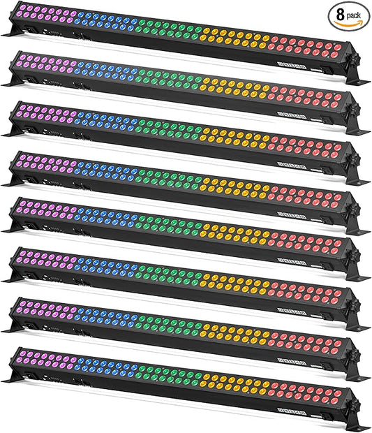 LED Stage Wash Light Bar, 80X2W RGB LED Wall Washer Light, DJ Stage Lights Bar with DMX/Auto/Sound Control Uplights for Events Wedding Disco Party Outdoor Indoor - 8Packs