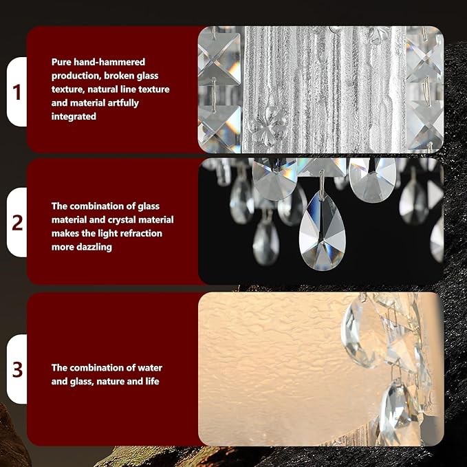 Modern Crystal Chandelier Chrome Round Semi Flush Mount Ceiling Light Fixture,Dimmable LED Close to Ceiling Light for Living Room, Bedroom, Hallway, Dining Room, Hallway Entryway Kitchen