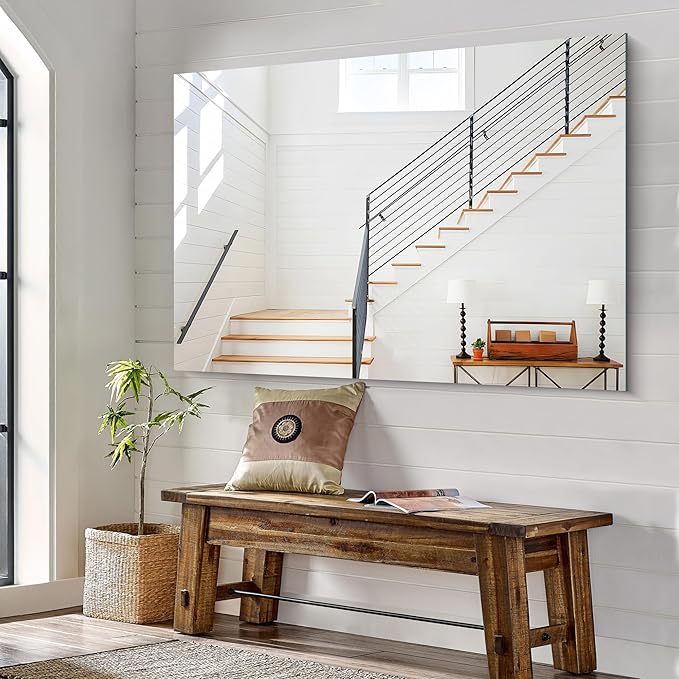 KOCUUY Frameless Mirror, 60"x40" Bathroom Mirror for Over Sink, Upgraded Shatterproof, Large Rectangle Unframed Mirror for Wall, Bathroom, Bedroom, Living Room, Entryway, Hang Horizontal/Vertical