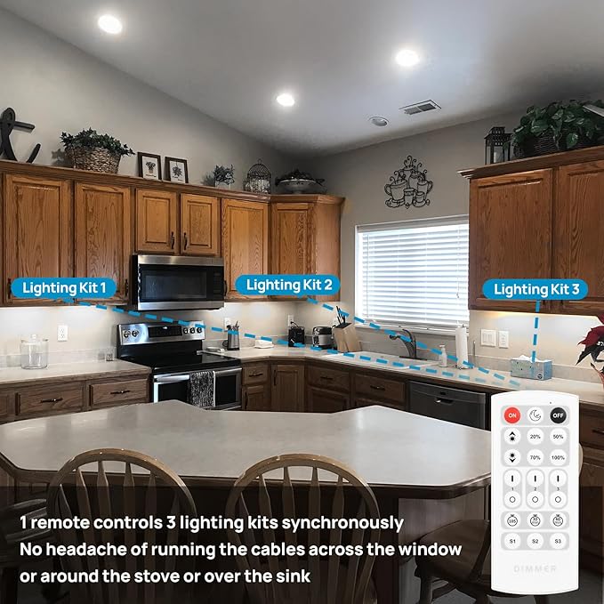 Litever Under Cabinet Lighting Kit. Slim. Super Bright. 21W. Dimmable. Remote with Synchronous Control. Perfect for Kitchen Under Cabinets, Over Counter, Display Lights, Shelf Light. Cool White 4000K.