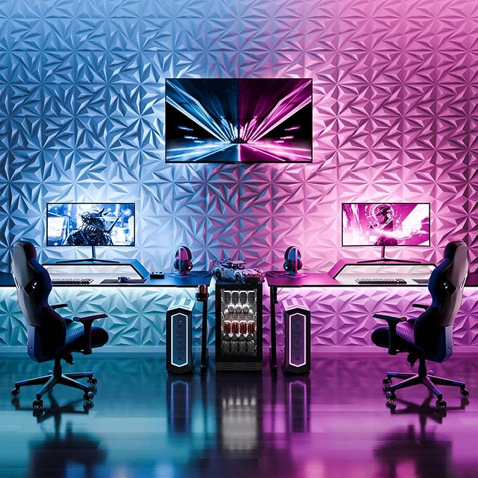 3D Wall Panels for Interior Wall Decor, 64 pcs PVC Wall Panels, 11.8''x11.8'' Decorative Accent Wall Panels for Game Rooms, TV Walls Background, Living Rooms, Decorative Wall Panels, White