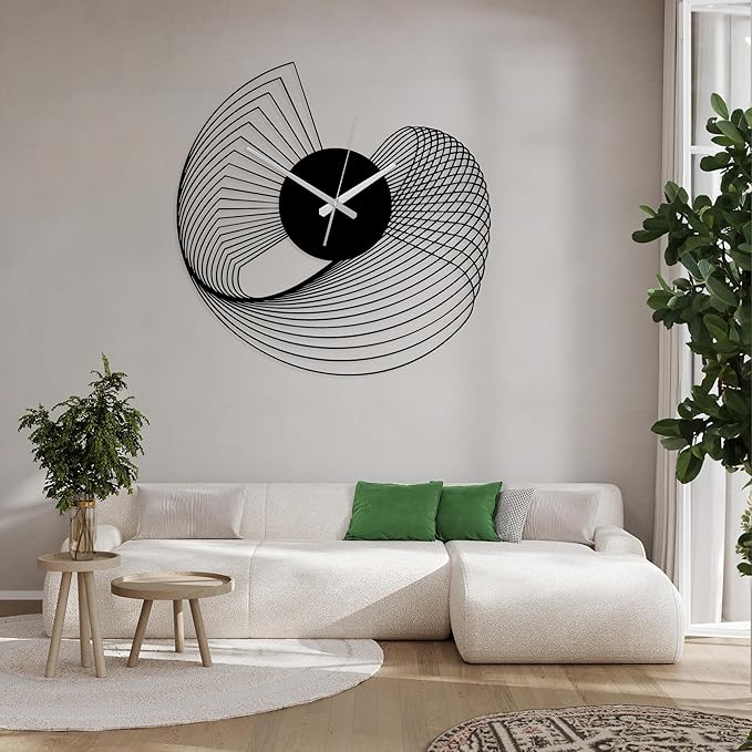 Abstract Large Metal Wall Clock - Modern Kinetic Sculpture Wall Art | Unique Geometric Silent Clock for Living Room, Office & Contemporary Home Decor (90x90 cm / 35x35 inches)