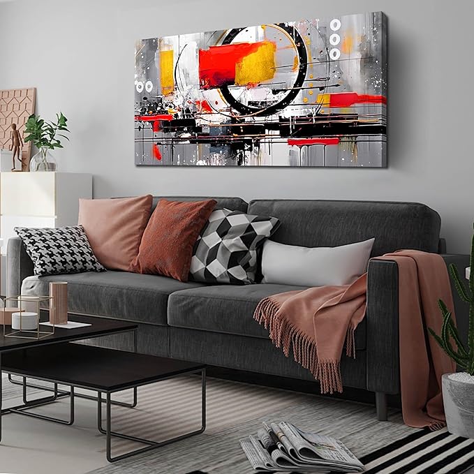 Abstract Canvas Art Wall Decor for Living Room - Modern Wall Art for Office Ready to Hang Size 24" x 48"
