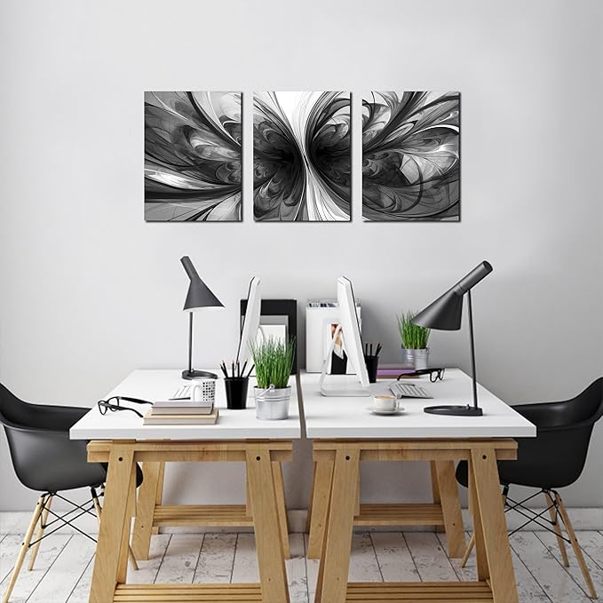 Black and White Pictures for Wall,Abstract Canvas Wall Art for Living Room,3 Piece Wall Art Bedroom 12 x 16 Inch Each Panel