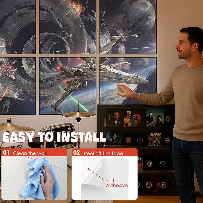 Art Acoustic Panels, 72"x48"x0.4" Sound Absorbing Panels,Better Sound Panels than Soundproof Foam,Self adhesive Soundproof Wall Panels for Recording Studio, Star Wars
