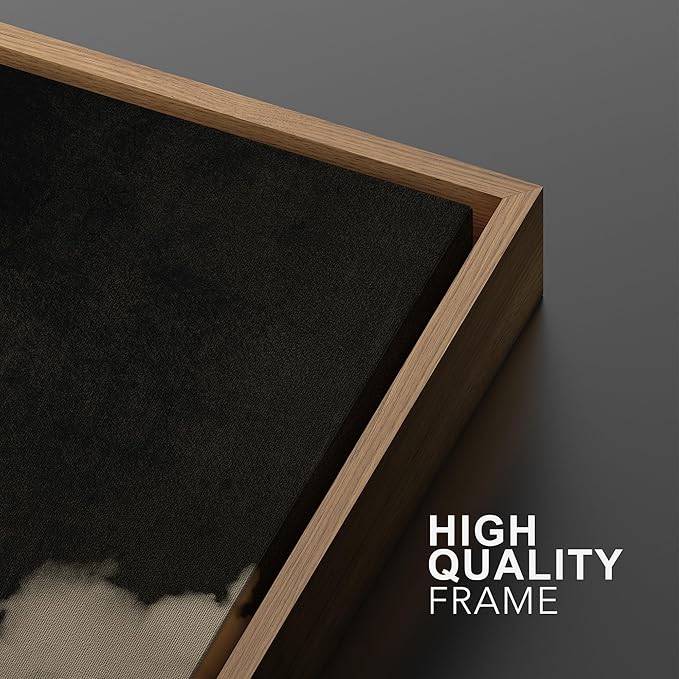 MUDECOR Framed Canvas Print Wall Art Dramatic Cloudscape Black and Beige Sky Illustrations Realism Decorative for Living Room, Bedroom, Office - 16"x24"x3 Natural