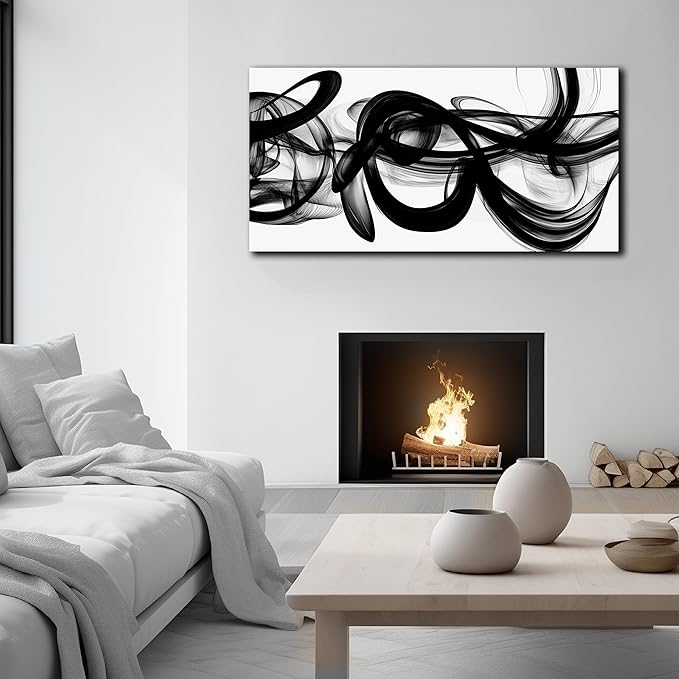 Abstract Art Wall Decor for Bedroom Black Art Paintings for Wall,Living Room Wall Art Apartment Dormitorios Decor Ready to Hang 24 x 48 Inch