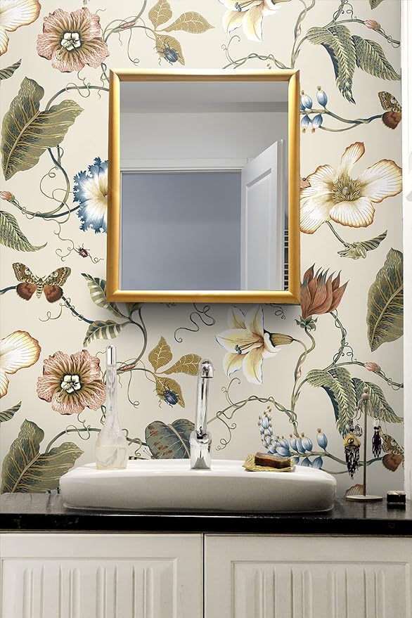 NextWall Summer Garden Floral Peel and Stick Wallpaper (Alabaster)