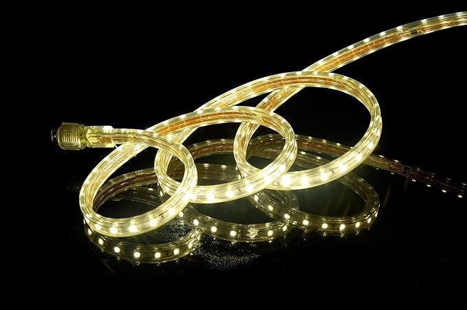 CBConcept UL Listed, 20 Feet,Super Bright 5400 Lumen, 3000K Warm White, Dimmable, 110-120V AC Flexible Flat LED Strip Rope Light,Commercial Grade, Indoor Outdoor use, Ready to plug n shine