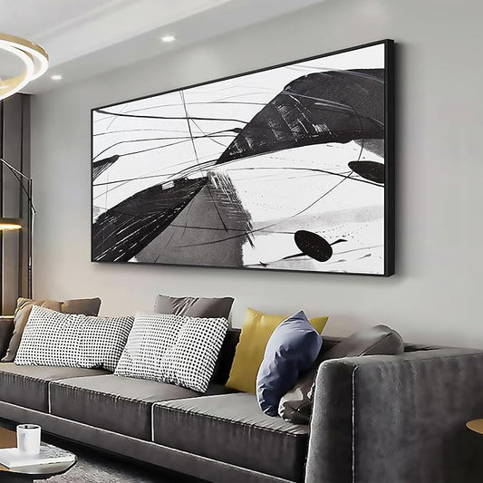 Abstract Canvas Art Home Wall Decor Black and White Abstract Wall Art Framed Artwork Modern Home Wall Decor for Living Room Bedroom Office 20"x40"