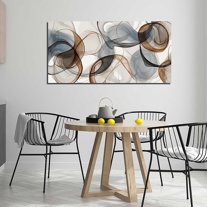 Large Abstract Canvas Wall Art Brown Wall Decor Light Blue Pictures Art Print Modern Artwork for Bedroom Bathroom Living Room Office 24"x 48"