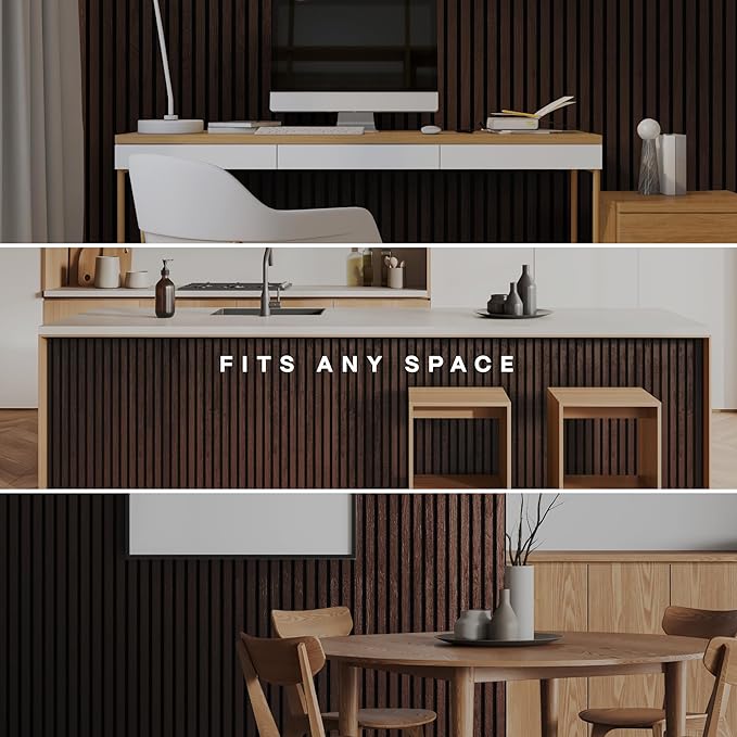 2-Pack Wood Panels for Wall - Acoustic Wood Slat Wall Panels, Soundproof Wooden Paneling for Interior Decor