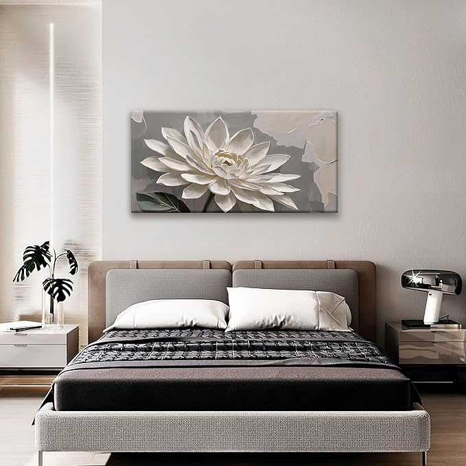 Canvas Art Wall Decor Modern Minimalist Wall Decor Flower Paintings White Flower Wall Art Prints Floral Wall Art Pictures For Bedroom Kitchen Office Artwork 20"×40"