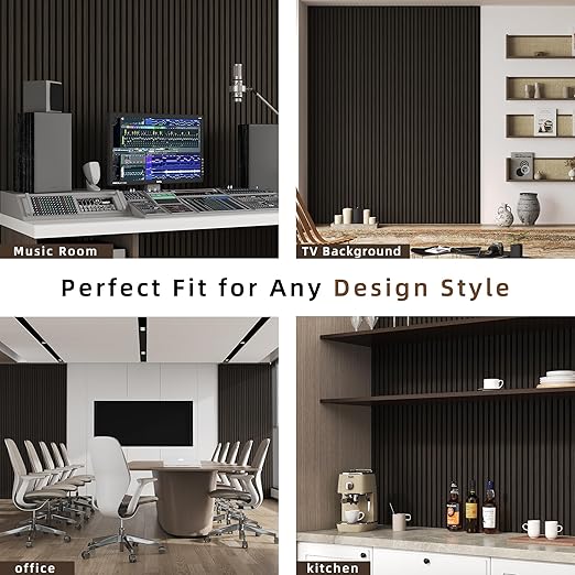 Casaphoria Acoustic Wall Panels, 4 PCS 23.6"x23.6", 3D Soundproof Wall Panels, Wood Slat Wall Panels for Home Office & Accent Walls, Walnut