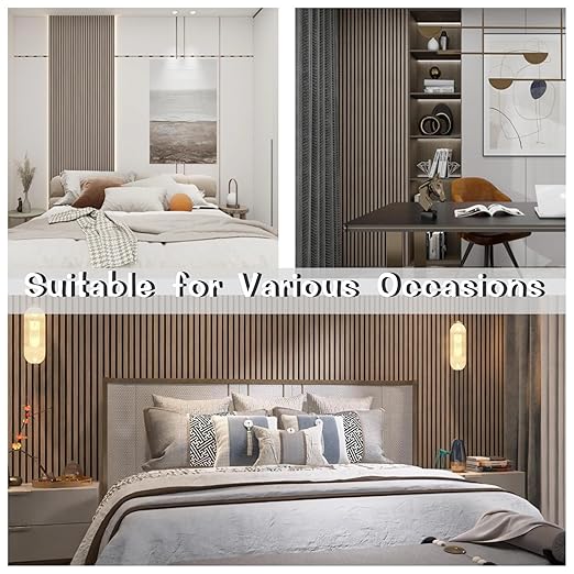 3D Wood Slat Sound Absorbing Acoustic Panels - Wall Decor with Felt Backing, Set of 2 Panels, Size 94.5x23.6 inches per Box, Covers 23.6 sq ft, Walnut