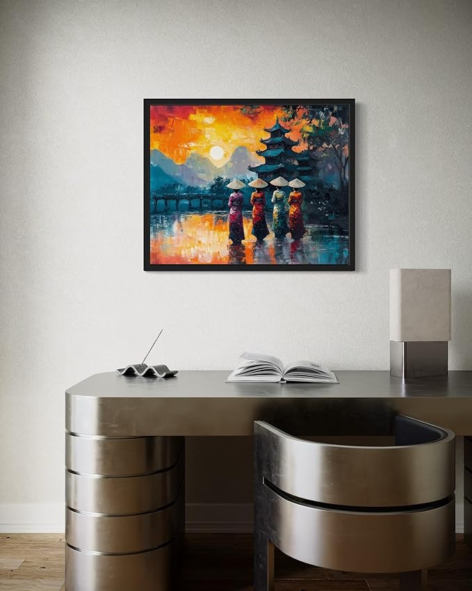 Vietnam Art Print Poster, Asia Oriental Countries Culture Wall Art Asian Paintings for Bedroom Bathroom Living Room Decor 97 (Vietnam, 24 x 36 inches, Unframed)