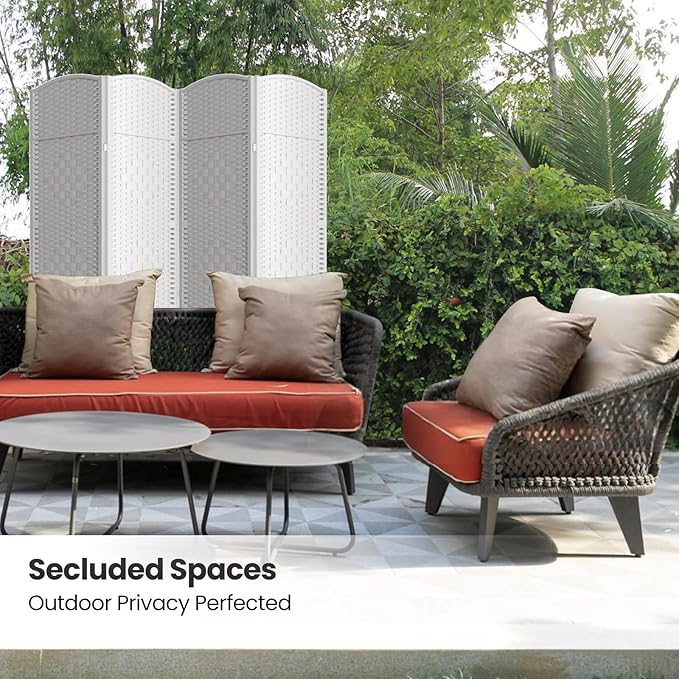 6 Panel Room Divider,6Ft Folding Privacy Screen,Tall - Extra Wide Foldable Panel Partition Wall Divider with Diamond Double-Weaved Hand-Woven Design Room Screen Divider