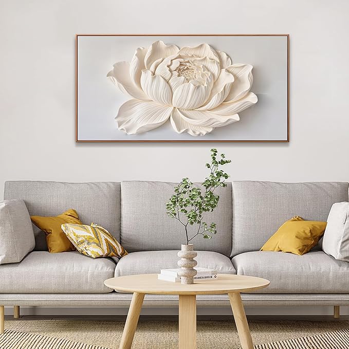 Canvas Wall Art Decor Painting White Flower Plants Wall Decor Botanical Modern Wall Art Print Paintings Decorations Artwork Pictures For Bedroom Home Office Artwork 20" × 40" With Framed