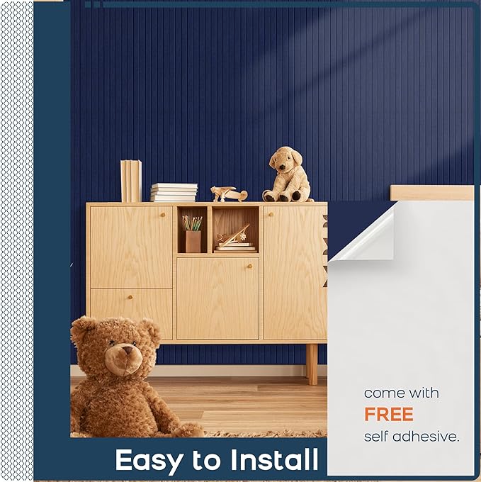 BUBOS 5 Pack Large Acoustic Panels,47.2" X 23.6" Self-Adhesive Acoustical Wall Panel, Sound Proof Panel for Office, Decorative Soundproof Wall Panels for Home Studio (Dark Blue 1)