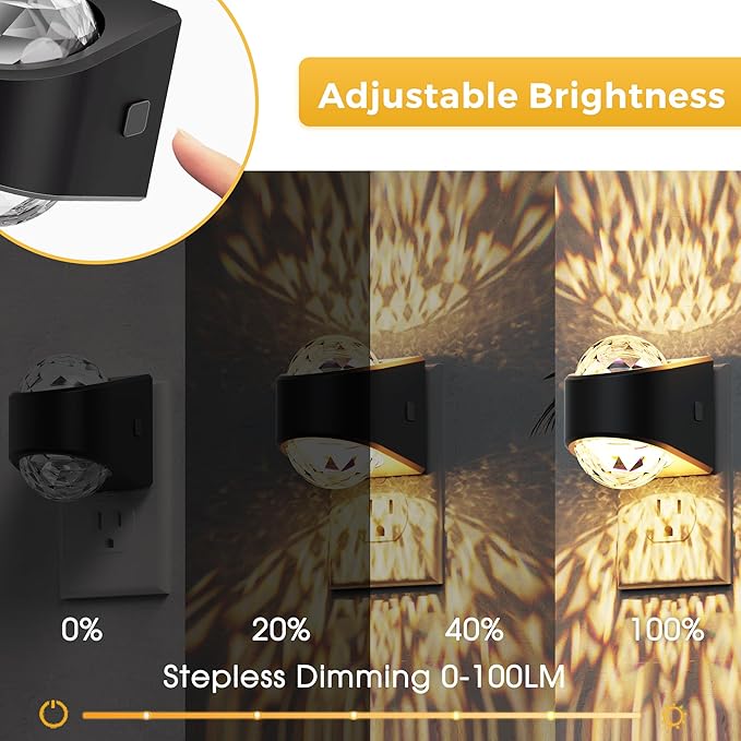 L LOHAS LED Night Lights Plug into Wall 2 Pack,Night Light for Kids with Dusk to Dawn Sensor,1600K/3000K/5000K Projector Light for Kids Playroom Home Theater Party