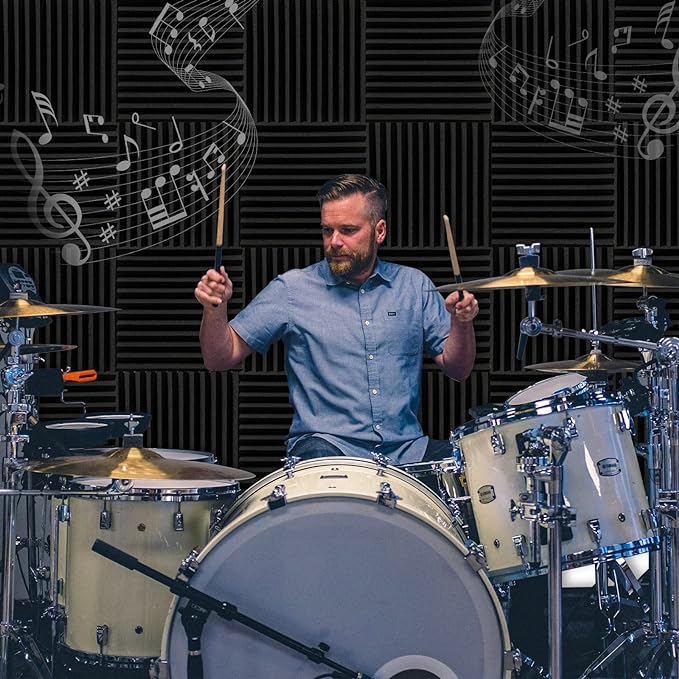 50 Pack Acoustic Foam Panels,2"X 12" X 12"Sound Proof Foam PanelsHigh Density Sound Absorbing Panels,Soundproof Wedges Panels for Studio Recording & Office & Home