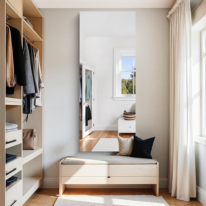 KOCUUY Frameless Mirror, 60"x24" Large Bathroom Mirror for Over Sink, Unframed Mirrors for Wall Upgraded Shatterproof Design, Modern Decorative for Bedroom, Living Room, Entryway