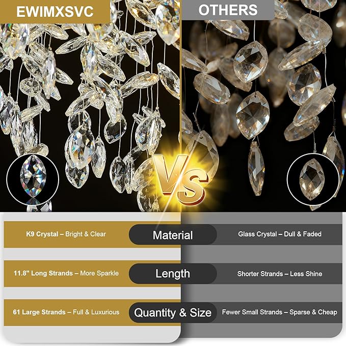 Modern Crystal Chandeliers for Dining Room, 24" Gold Tree Branch Chandelier 8 Lights Kitchen Island Lighting Round Dining Room Chandelier Over Table Embossed Chandelier for Living Room