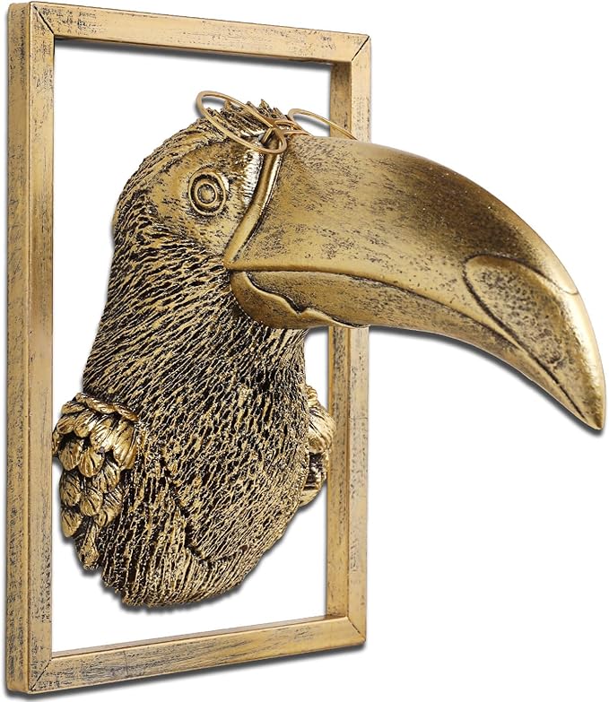 Bird Wall Art Decoration Sculpture(Toucan,Gift Metal Frame)- Exquisite Wall Hanging Sculptures for Living Room, Bedroom, Office - Handmade Home Art Decor & Unique Housewarming Gift