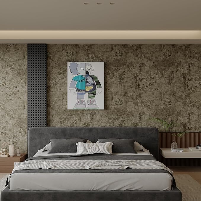 JSEVEM 16"×354" Thick Light Brown Grey Concrete Wallpaper Peel and Stick Industrial Taupe Concrete Contact Paper Vinyl Faux Gray Cement Wall Stickers for Bedroom Bathroom Garage Pantry Basement Walls