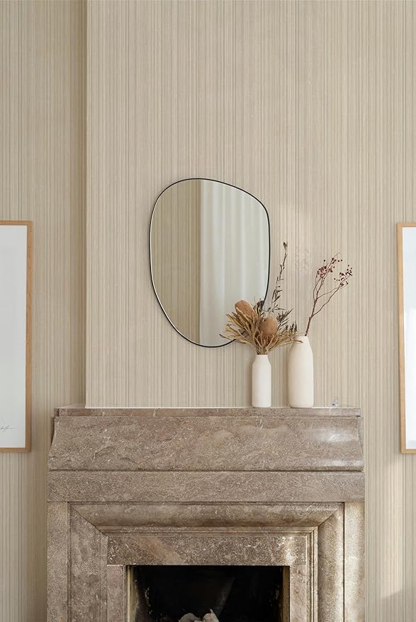 20.8" x 196.8" Grasscloth Wallpaper, Beige Textured Peel and Stick Wallpaper for Decor Bedroom Kitchen Cabinet