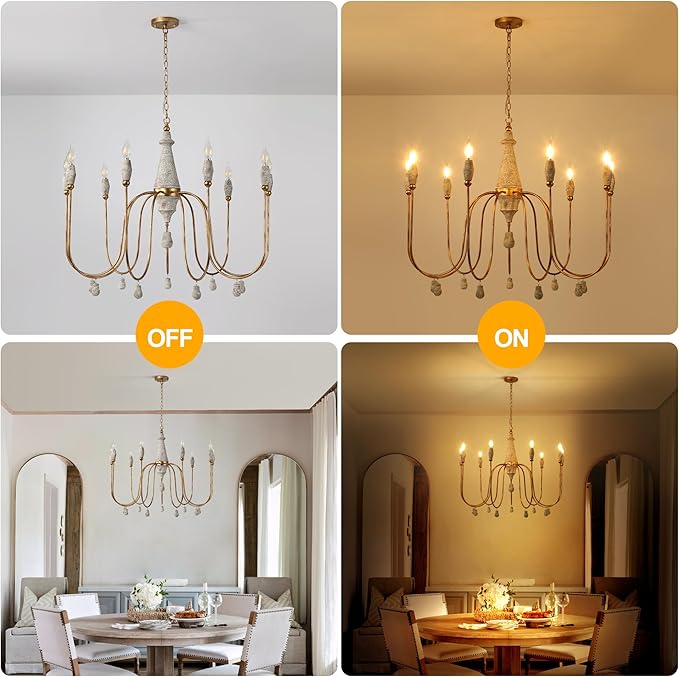 38.5" Large Farmhouse Chandeliers for Dining Room, 9-Light French Country Lighting Fixtures, Rustic Vintage Wood Chandelier for Bedroom Kitchen Island Living Room Foyer Stairway