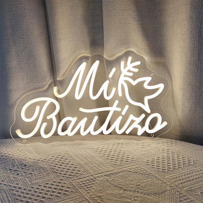 Mi Bautizo Neon Signs for Wall Decor, 20 * 10.8 inches Mi Bautizo Led Neon Light Sign perfect for Baby Birthday Decoration, Baby Shower Party, Room, Bedroom, Birthday Party, Christmas, INSNEnN